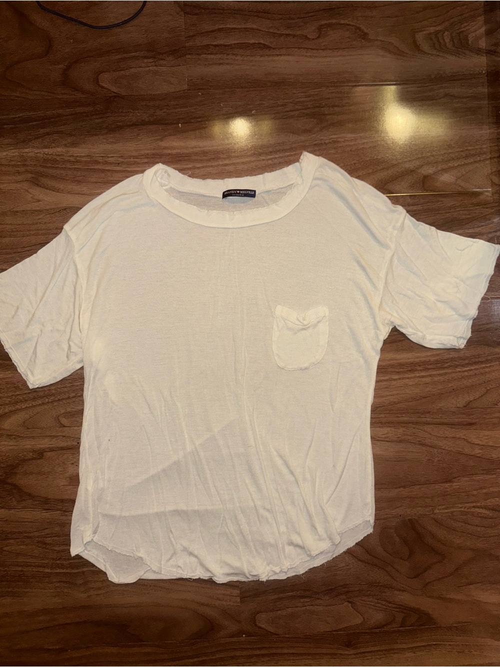 Brandy Melville Lightweight White Pocket Tee - Picture 1 of 3